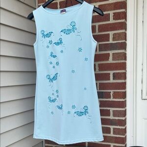 Light Blue Sleeveless Butterfly Tank Dress Juinors Size L